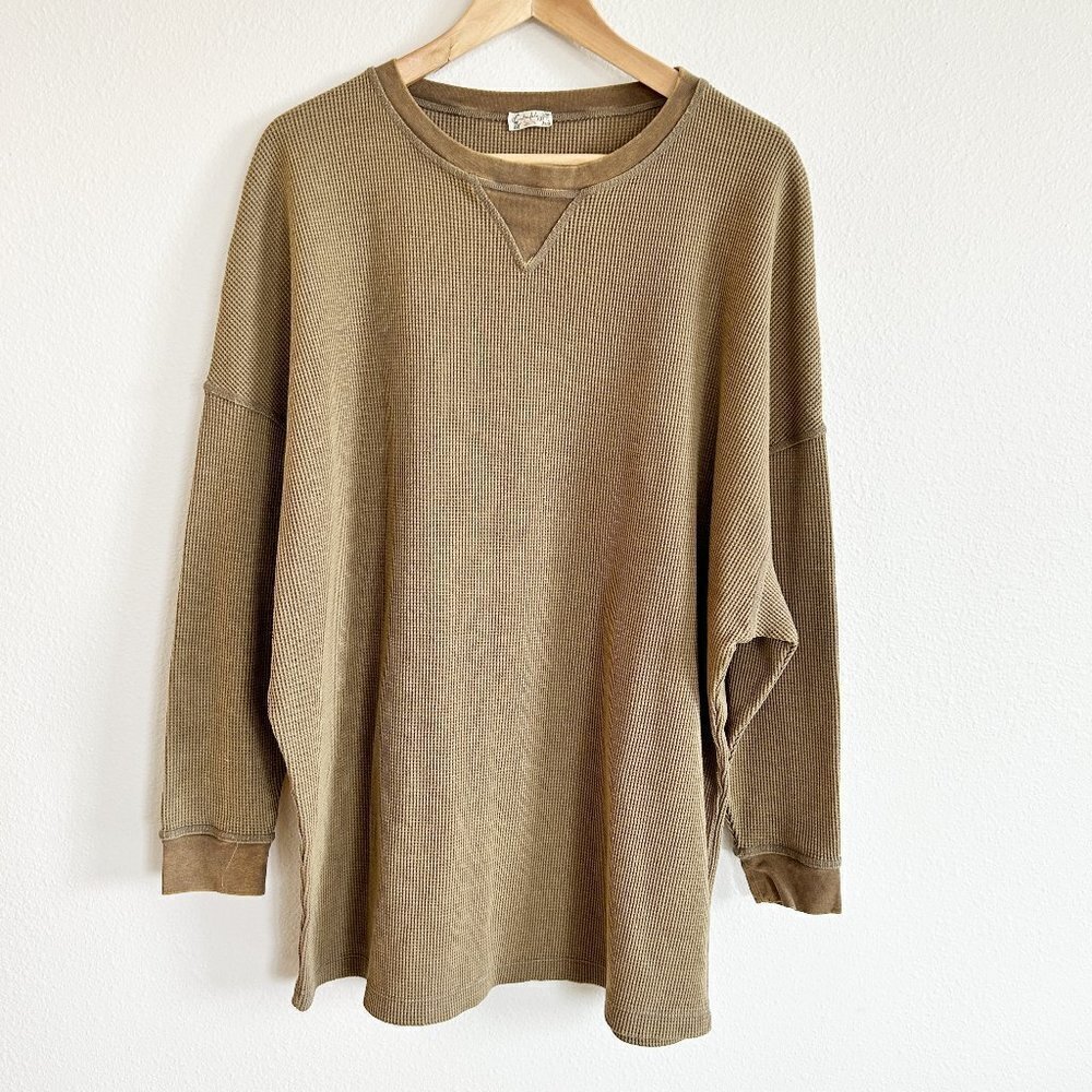 Intimately Free People Waffle Tunic Shirt Oversize Long Sleeve